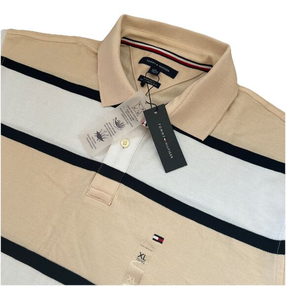 Tommy Hilfiger Regular Fit Men’s XL 4 Way Stretch Short Sleeve Striped Polo NWTS - Picture 1 of 7